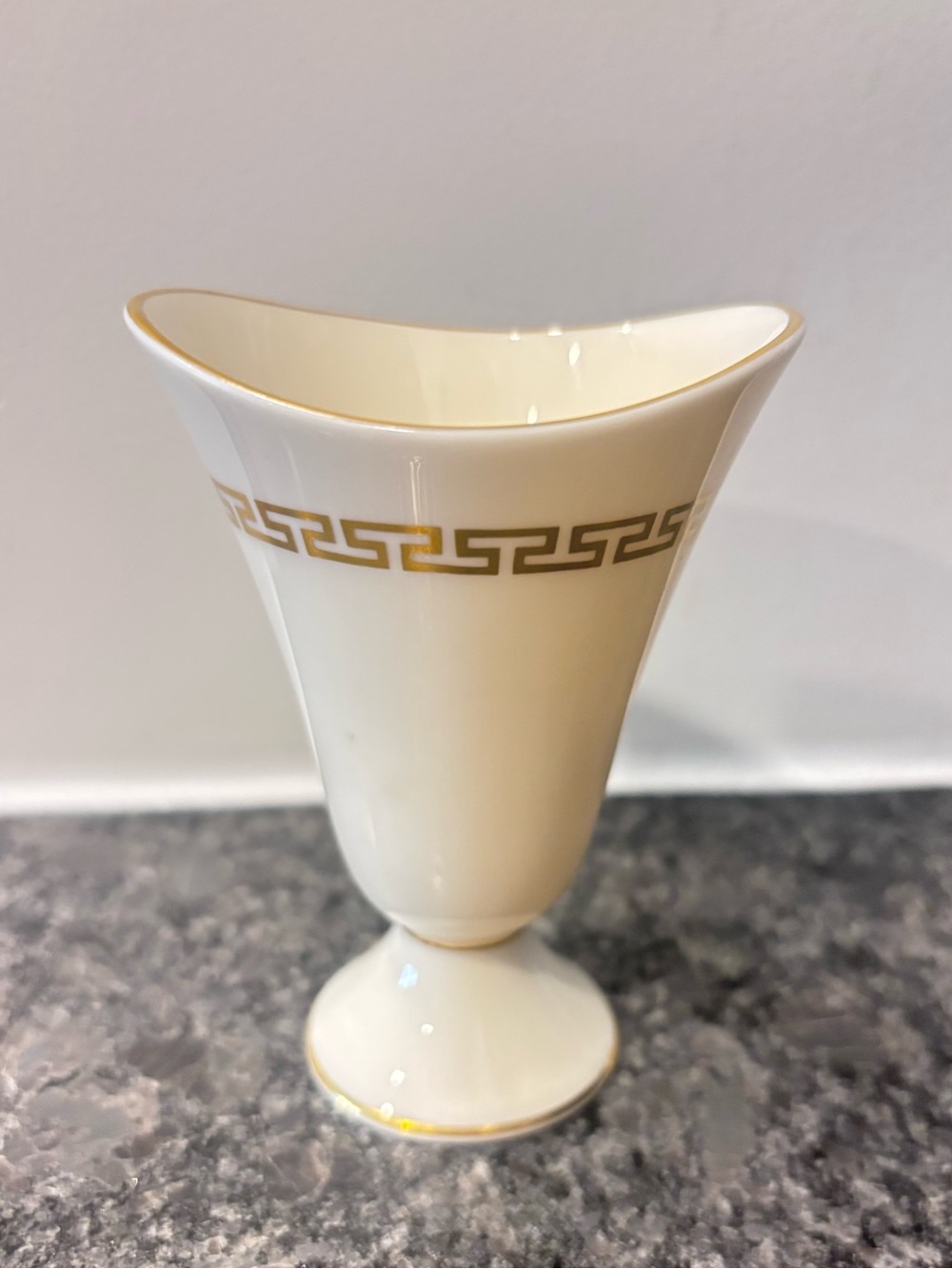 Lenox Cretan Ivory Porcelain Gold Greek Key Small Table Vase Holder
